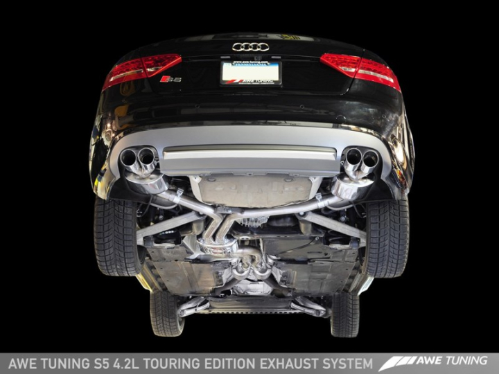 Audi S5 4.2L Touring Edition Exhaust System -- Polished Silver Tips AWE Tuning i gruppen Bilmodeller / Audi / A5 - S5 - RS5 (8T/8F) 2008-2016 / Tuning / Avgassystem hos DDESIGN AB (3015-43028)