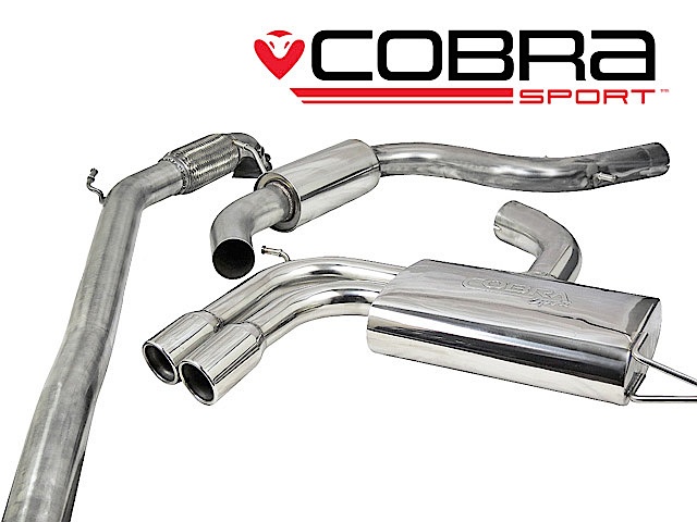 COBRA-AU15c Audi A3 (8P) 2.0 TFSI 2WD (3 & 5-dörrars) 04-12 Turboback-system (Med De-Cat & Ljuddämpare) Cobra Sport