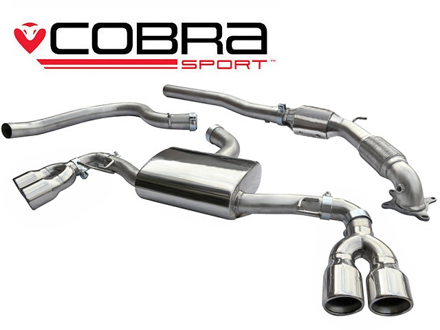 COBRA-AU30a Audi TT 1.8 & 2.0 TFSI (Mk2) (2WD) Quad Exit T/Ps 07-11 Turboback-system (Med Sportkatalysator) Cobra Sport