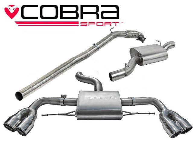 COBRA-AU34c Audi TTS 2.0 TTS (Mk2) (Quattro) Coupe 08- Turboback-system (Med De-Cat & Ljuddämpare) Cobra Sport