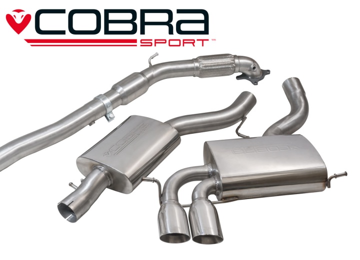COBRA-AU46a Audi A3 (8P) 2.0 TFSI Quattro (3-dörrars) 04-12 Turboback-system (Med Sportkatalysator & Ljuddämpare) Cobra Sport