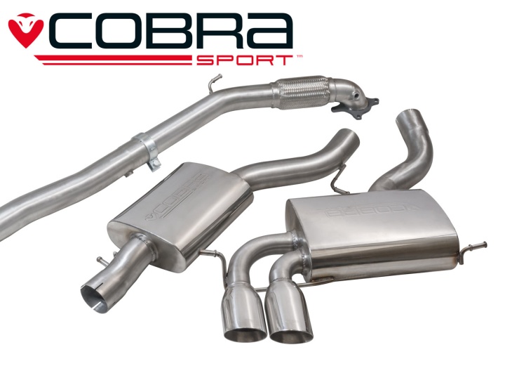 COBRA-AU46c Audi A3 (8P) 2.0 TFSI Quattro (3-dörrars) 04-12 Turboback-system (Med De-Cat & Ljuddämpare) Cobra Sport