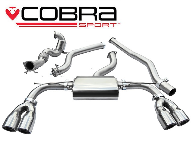 COBRA-AU54b Audi S3 (8V) (3-dörrars) Quattro 13- Turboback-system (Med Sportkatalysator & Ej Ljuddämpat) Cobra Sport