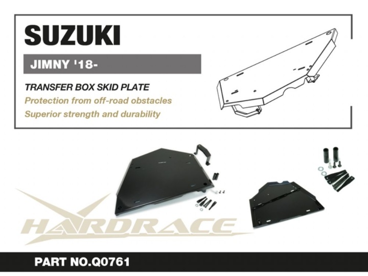 HR-Q0761 Suzuki JIMNY 18- Hasplåt Försdelningslåda - 2Delar/Set Hardrace