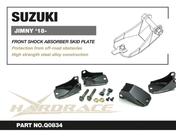 HR-Q0834 Suzuki JIMNY 18- Hasplåtar Främre Stötdämpare - 2Delar/Set Hardrace