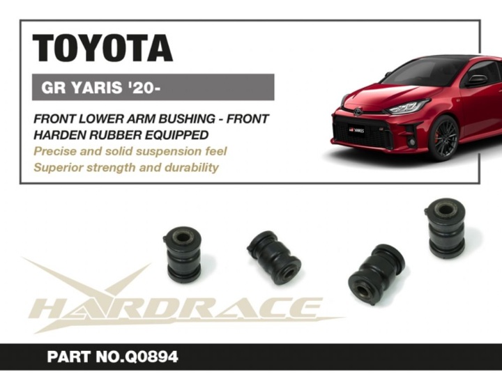 HR-Q0894 Toyota GR YARIS 20- Främre Nedre Länkarmar Främre Bussningar (Förstärkta Gummibussningar) - 2Delar/Set Hardrace