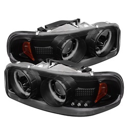 PRO-YD-CDE00-CCFL-BSM Sierra 1500/2500/3500 99-06 Strålkastare Projektor LED (Utbytbara LEDs) Svarta Röktonade Spyder Auto