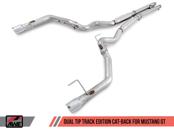 awe3020-33030 S550 Mustang GT 15-17 Cat-back Exhaust - Track Edition (Diamond Black Tips) AWE Tuning