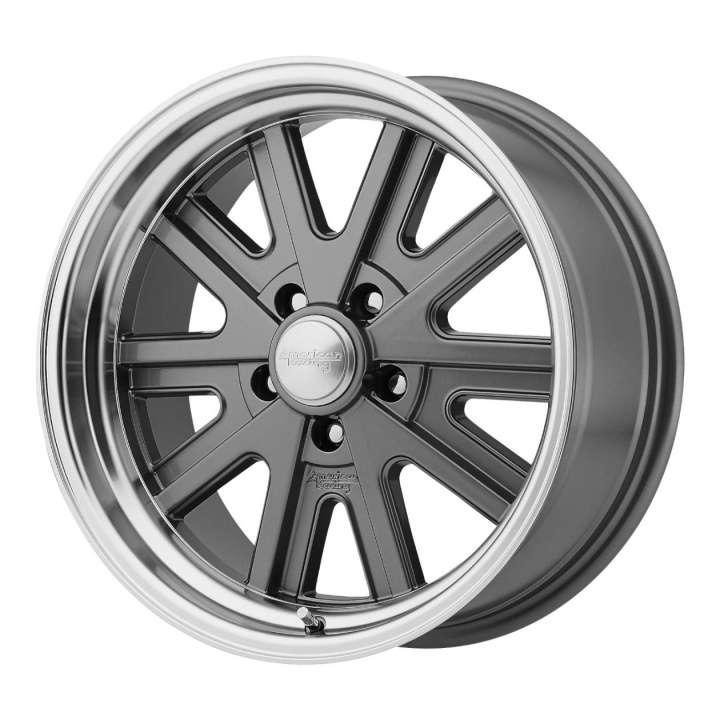wlp-VN52777012400 American Racing Vintage 427 Mono Cast 17X7 ET0 5x114.3 76.50 Mag Gray Machined Lip