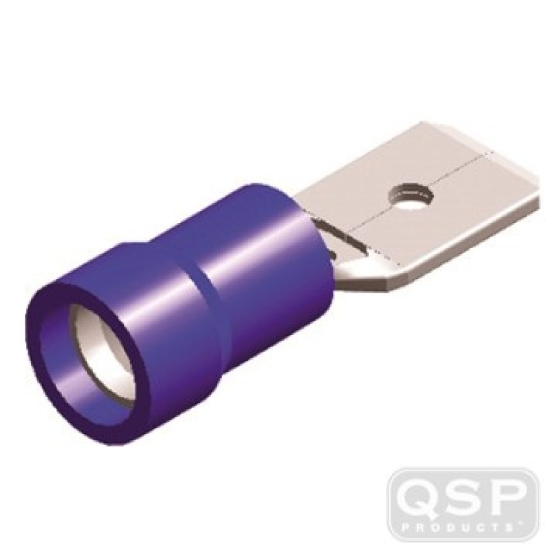 Kabelskor ''Flat'' Isolerade - 6,3mm - Blå (5st) QSP Products
