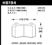 HB194B.570 HPS type Bromsbelägg (HB194) Hawk Performance (2)